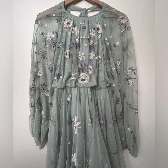 ASOS EDITION Petite Floral Beaded Mesh Dress Size: 4 - Picture 14 of 17